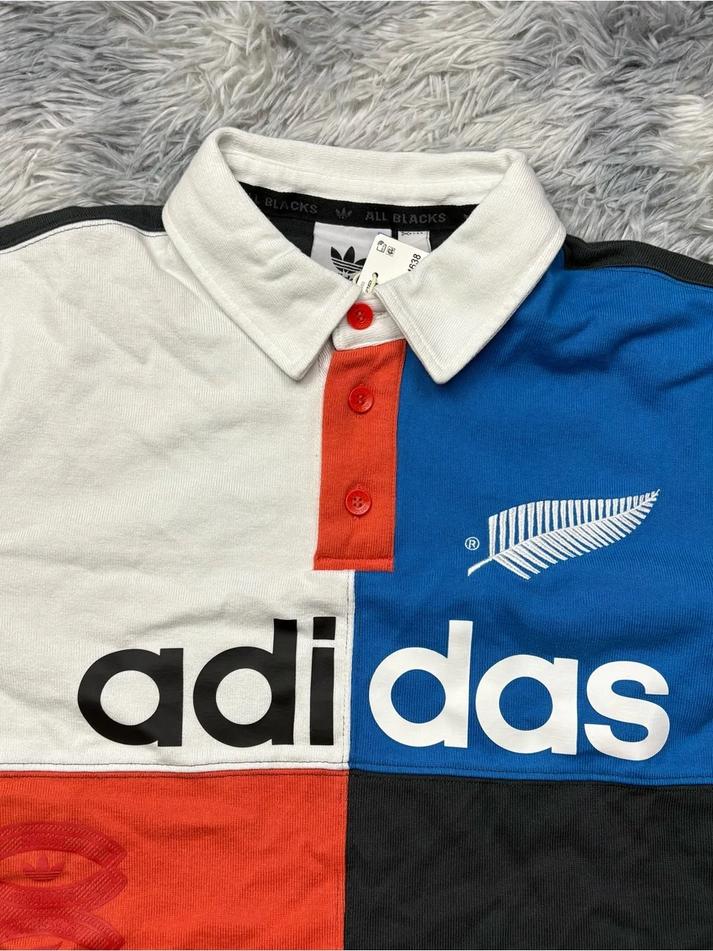 Adidas All Blacks Long Sleeve Colorblock Rugby Polo Shirt
